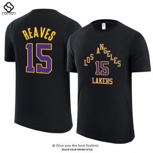 湖人队城市版奥斯汀里夫斯15号球衣T恤短袖大码篮球训练运动宽松