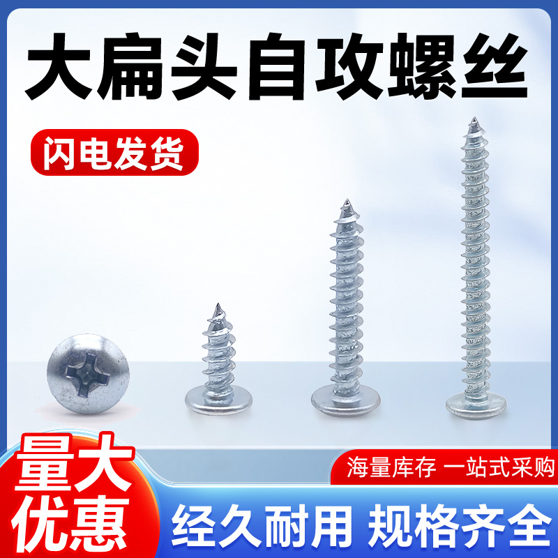 高强度蓝白锌十字大扁头自攻螺丝