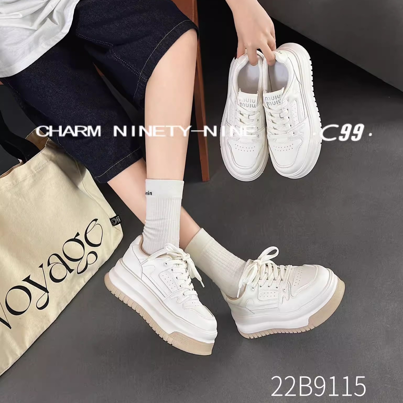 【C99】2025新款厚底百搭小白鞋增高松糕板鞋轻便休闲鞋潮22B9115