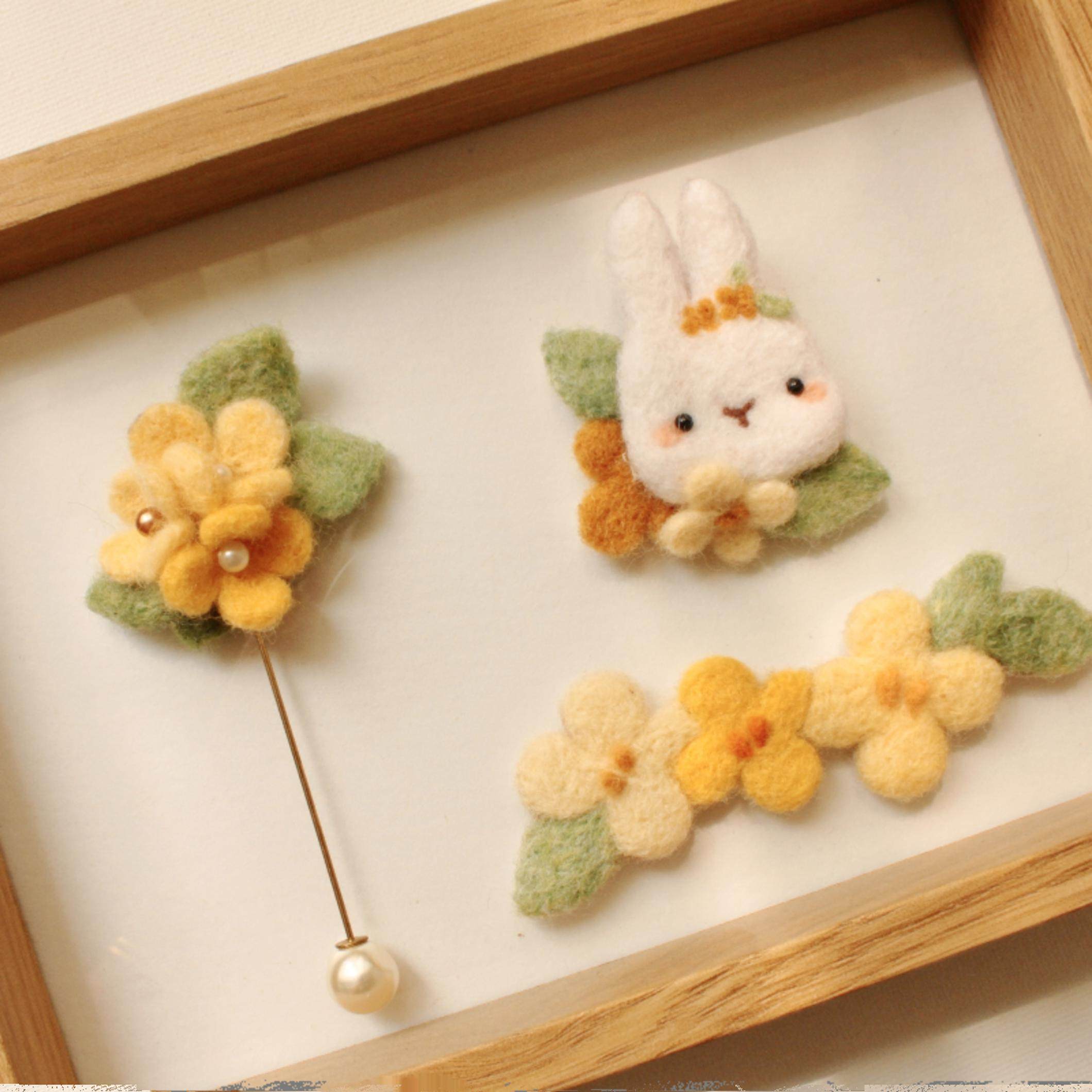 【糖罐手作】中秋礼物中式古风桂花月兔子手工羊毛毡发夹创意胸针,饰品/流行首饰/时尚饰品新,胸针,淘宝优惠券,粉丝福利购,淘宝优惠卷