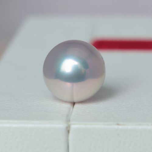 吉丽正品极光正圆天然珍珠紫怪色系裸珠 半孔对珠淡水散珠独一颗