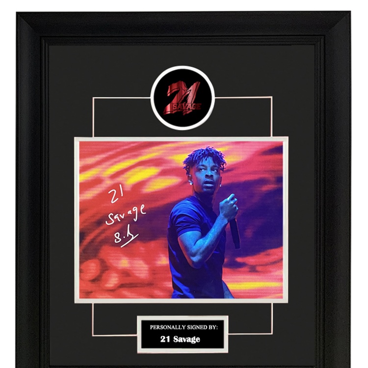 收藏 21 Savage 亲笔签名 照片裱框 含SA证书 说唱歌手