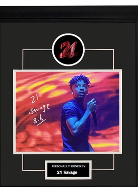 收藏 21 Savage 亲笔签名 照片裱框 含SA证书 说唱歌手