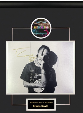 收藏 Travis Scott 亲笔签名照片裱框 Astroworld 含SA证书
