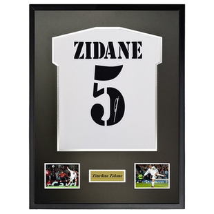 齐达内 2002欧冠球衣 皇马 亲笔签名足球服球衣 皇家马德里 装裱