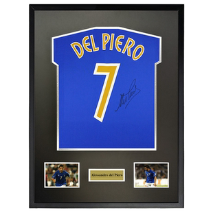 皮耶罗 亲笔签名足球服球衣 2003-04意大利队 裱框含SA证书