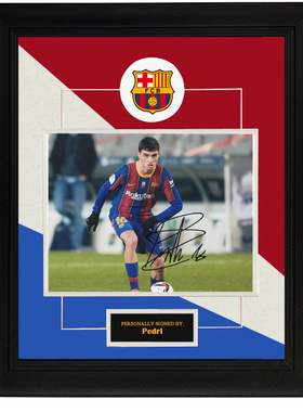 佩德里Pedri 亲笔签名 照片裱框 含SA证书 巴塞罗那队 2021金童奖