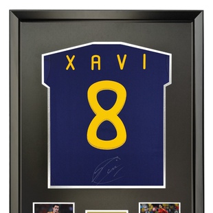 哈维 2010世界杯西班牙队客场 亲笔签名足球服球衣 含证书 裱框