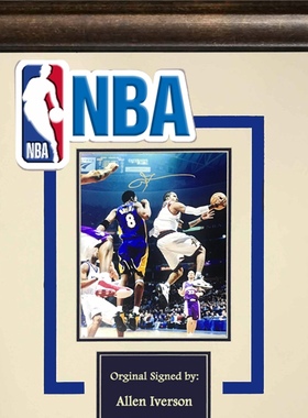 收藏 Iverson艾弗森 AI 亲笔签名 照片裱框 含SA证书 NBALOGO