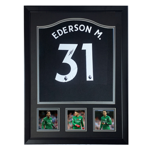 20-21 曼城 门将 埃德森莫赖斯 亲笔签名足球服球衣含SA证书 裱框