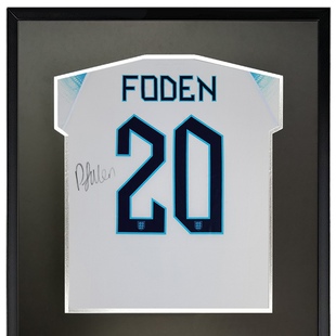 福登 2022世界杯英格兰队 亲笔签名足球服球衣 裱框含SA证书