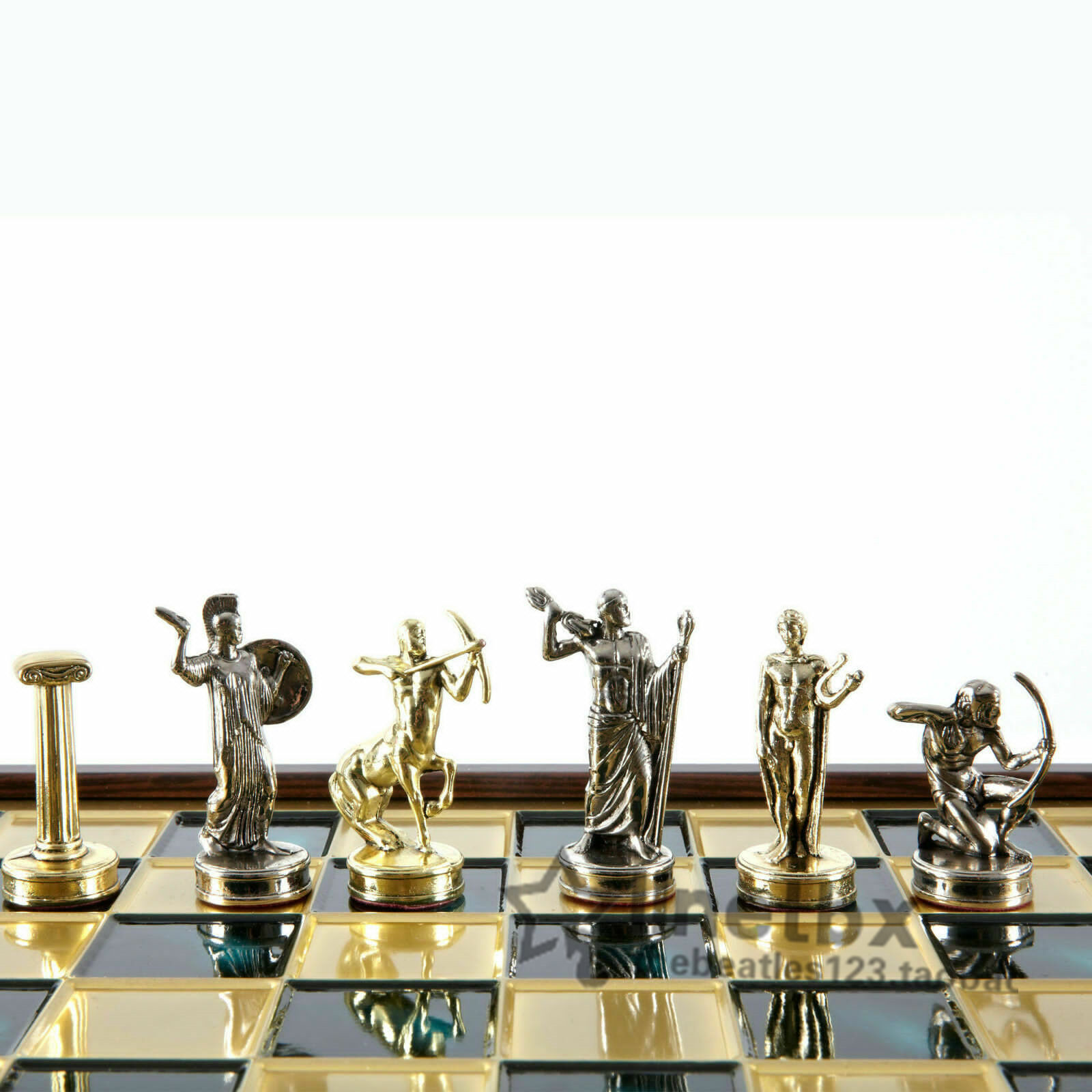 代购大力神赫拉克勒斯国际象棋套装金属黄铜镍棋子棋盘摆件客厅