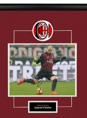 加布里埃尔帕莱塔Gabriel Paletta AC米兰 亲笔签名照片裱框 含