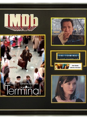 IMDB幸福终点站 汤姆汉克斯 泽塔琼斯 亲笔签名照片裱框 含SA证书