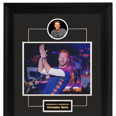 酷玩乐队Coldplay 主唱 克里斯马汀 亲笔签名 照片裱框 含SA证书