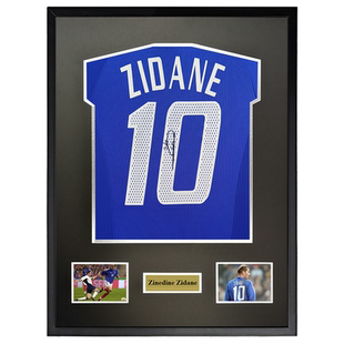 齐达内 2002世界杯法国队 亲笔签名足球服球衣 裱框含SA证书