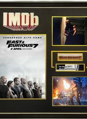 速度与激情7 范迪塞尔 巨石强森 亲笔签名照片裱框 含证书 IMDB