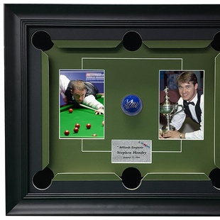 斯诺克选手台球皇帝斯蒂芬亨得利亲笔签名台球斯诺克球含证书裱框