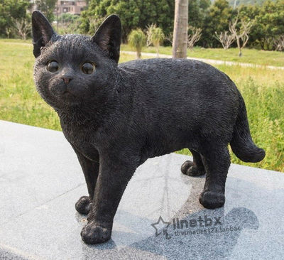 代购走起路来左看右看黑猫可爱仿真雕像动物雕塑花园客厅装饰摆件