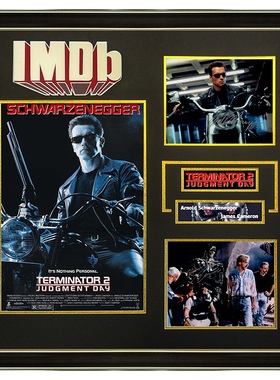 IMDB终结者审判日施瓦辛格詹姆斯卡梅隆亲笔签名照片剧照含证书