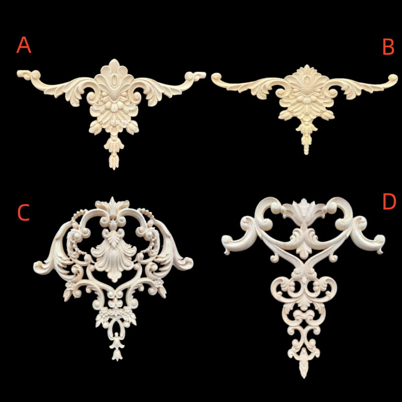 欧式实木雕门心花东阳木雕法式美式客厅背景墙装饰木贴花柜门花片