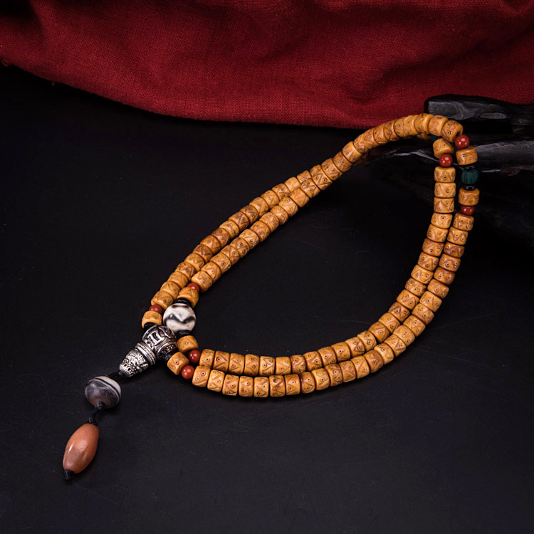 密宗实心南红玛瑙缠丝佛珠念珠