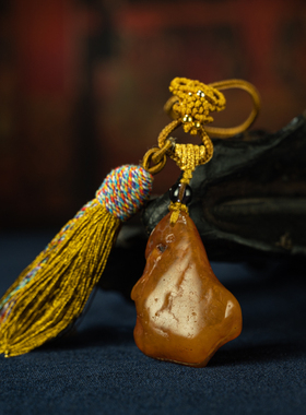 琥珀时光—天然原矿原皮随型蜜蜡琥珀原始吊坠手把件挂件车包挂件