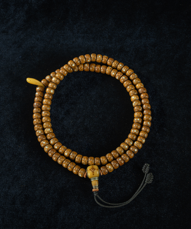 开片满z奶油色老星月菩提念珠链