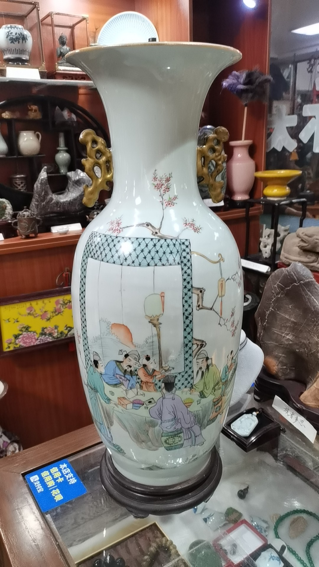三包老保真古玩收藏品民国粉彩浅绛彩人物故事三百件大掸瓶赏瓶