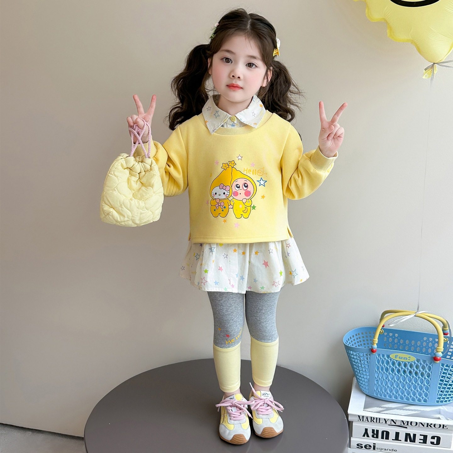 女小童可爱套装春秋款2026新款儿童假两件卫衣春装宝宝网红两件套,童装/婴儿装/亲子装,儿童运动套装,淘宝优惠券,粉丝福利购,淘宝优惠卷