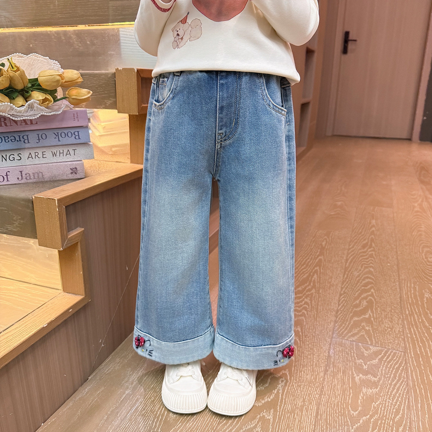 女童牛仔裤春秋款2026新款宝宝春季洋气阔腿外穿儿童春装直筒裤子,童装/婴儿装/亲子装,儿童牛仔裤,淘宝优惠券,粉丝福利购,淘宝优惠卷