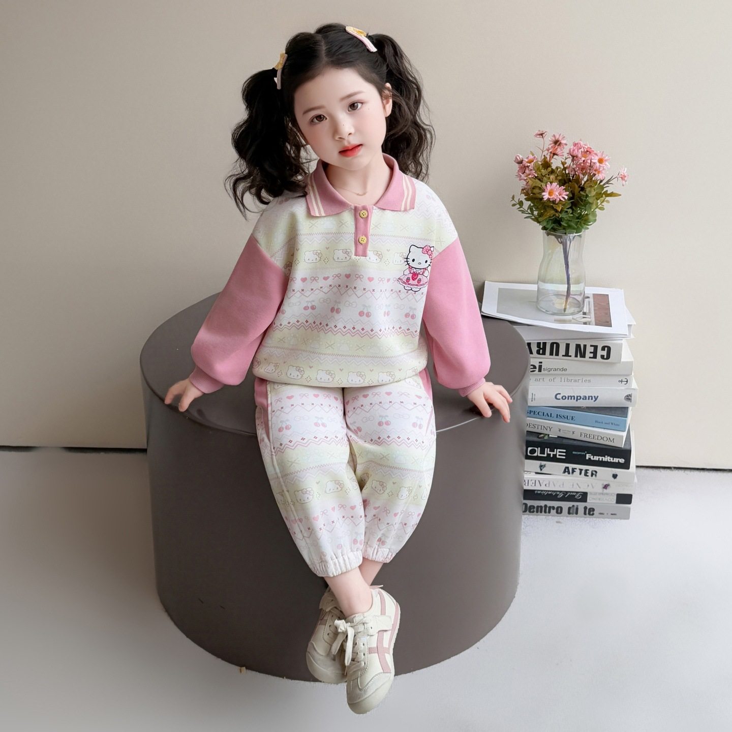 女童polo衫套装春秋2026新款洋气时髦女孩宝宝春季卡通卫衣两件套,童装/婴儿装/亲子装,儿童运动套装,淘宝优惠券,粉丝福利购,淘宝优惠卷