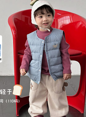 2026新款男童轻羽绒马甲婴幼儿秋冬外穿童装男宝卡通可爱保暖背心