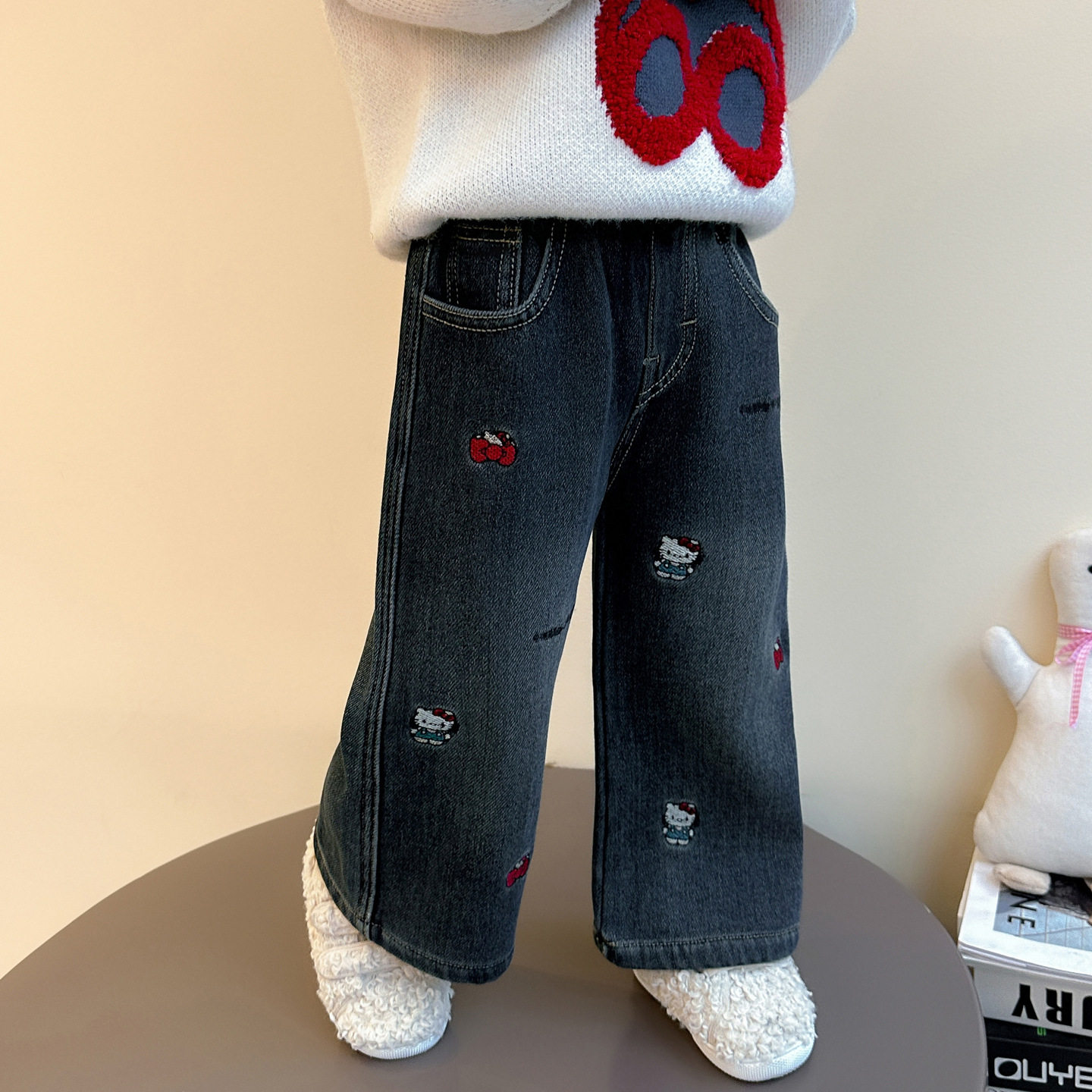 女童加绒牛仔裤秋冬2026新款卡通中小童直筒裤韩版冬装儿童裤子潮,童装/婴儿装/亲子装,儿童牛仔裤,淘宝优惠券,粉丝福利购,淘宝优惠卷