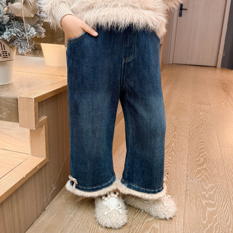 女小童冬装加绒裤子2025新款儿童一体绒牛仔裤女宝宝毛毛脚口长裤,童装/婴儿装/亲子装,儿童牛仔裤,淘宝优惠券,粉丝福利购,淘宝优惠卷