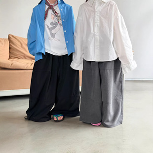 男女童脚口抽绳设计感休闲裤 2026春季 儿童百搭阔腿西裤 韩版 潮 新款