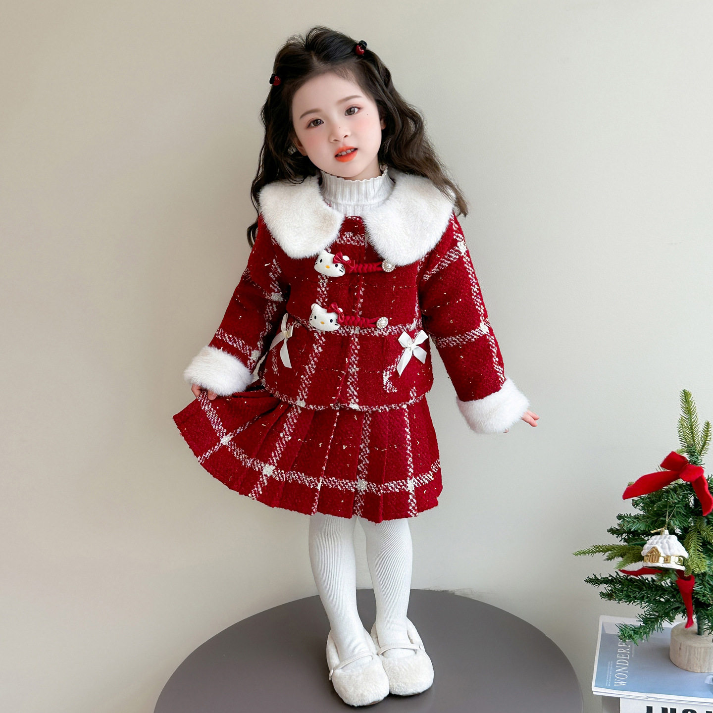 女童小香风套装秋冬装加厚儿童红色裙子时髦洋气女宝宝夹棉拜年服,童装/婴儿装/亲子装,儿童运动套装,淘宝优惠券,粉丝福利购,淘宝优惠卷