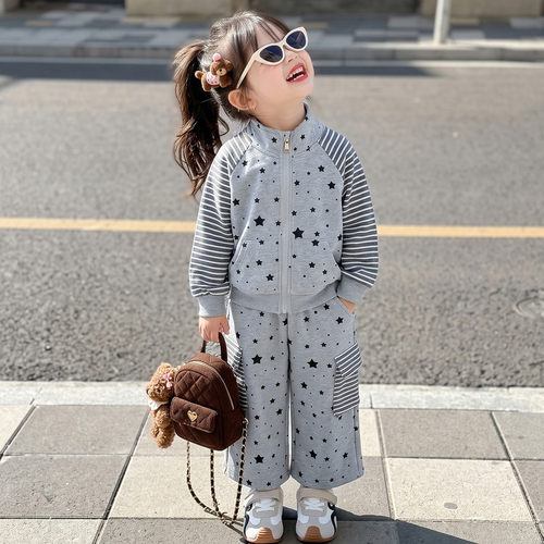 女童秋装运动套装2026新款洋气女孩开衫卫衣外套工装裤休闲两件套