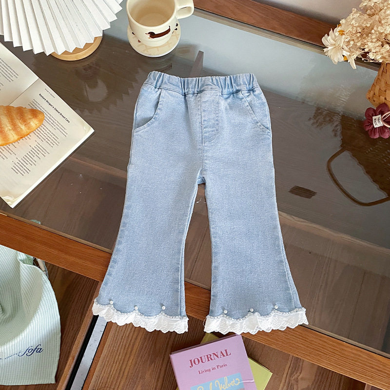女童珍珠花边牛仔裤春秋款韩版时尚儿童春装裤子女宝宝春季喇叭裤,童装/婴儿装/亲子装,儿童牛仔裤,淘宝优惠券,粉丝福利购,淘宝优惠卷