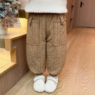 女童冬季棉裤外穿三层夹棉保暖裤2025冬装新款中小童加绒加厚裤子