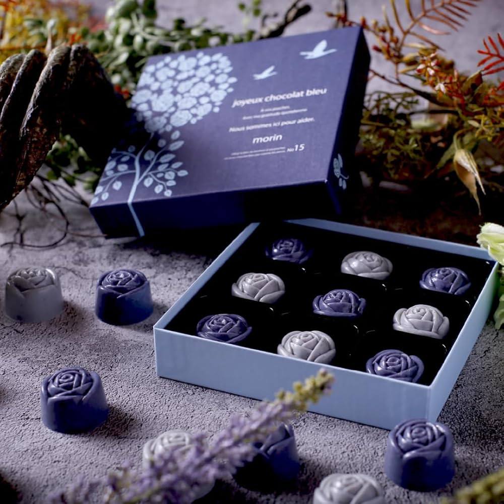 日本进口morin情人节蓝玫瑰红玫瑰巧克力礼盒伴手礼高端礼品