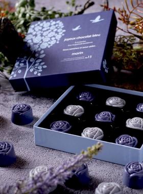 日本进口morin情人节蓝玫瑰红玫瑰巧克力礼盒伴手礼高端礼品