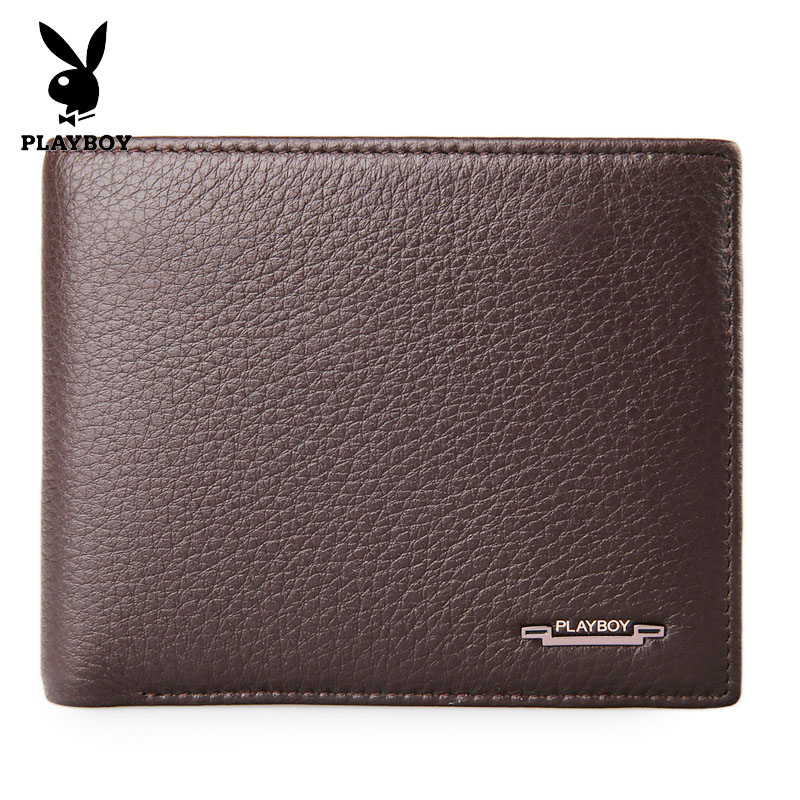 钱包花花公子短款真皮带拉链男士
