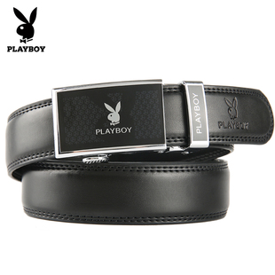 花花公子女士皮带新款自动扣真皮裤带牛皮腰带女式品牌女款黑色宽
