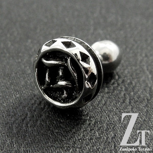 日本直发立体镂空圆形单只耳钉