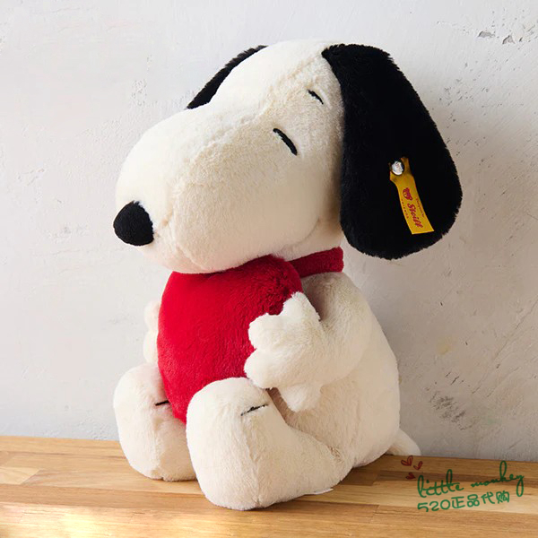 日本代购 snoopy史努比 抱着爱心 steiff 可爱毛绒公仔布娃娃玩偶