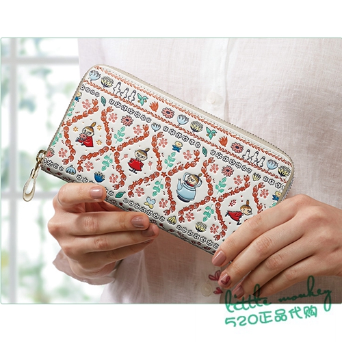 日本代购 Moomin精灵姆明 亚美 职人手工 传统技艺 牛皮长款钱包