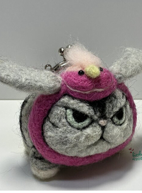 日本代购 猫咪 鹦鹉 粉红 职人手作 治愈羊毛制零钱包小物收纳包