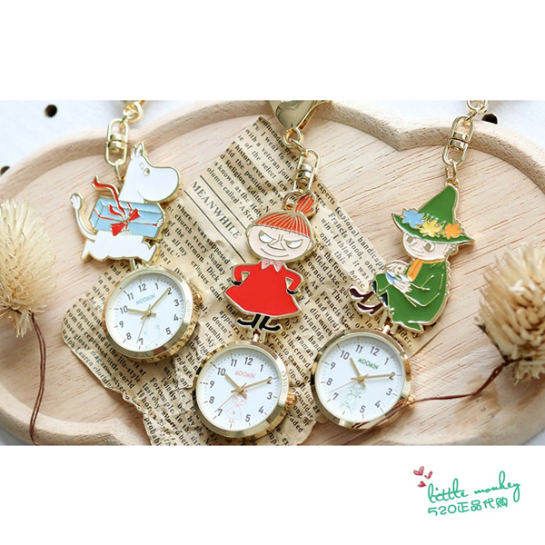 日本代购 Moomin姆明 亚美 史力奇 时尚可爱时钟 怀表 挂表