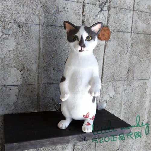 日本代购 站姿猫咪 匠人手工制作 和风 治愈可爱 陶制 和纸 摆件